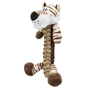 Tiger mit geflochtenem Körper, robustes Spielzeug mit Sound, 32 cm
